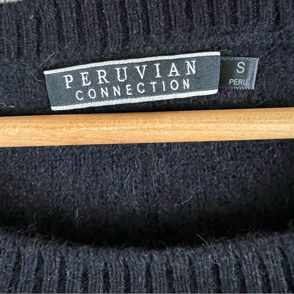 Peruvian Connection (Black) Royal Alpaca Long Sleeve Cable Knit Midi Dress/Tunic - Picture 6 of 9